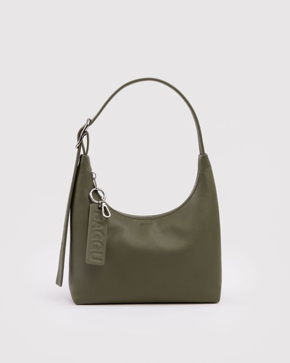 Mini Recycled Leather Shoulder Bag Loden | Baggu Top Pick