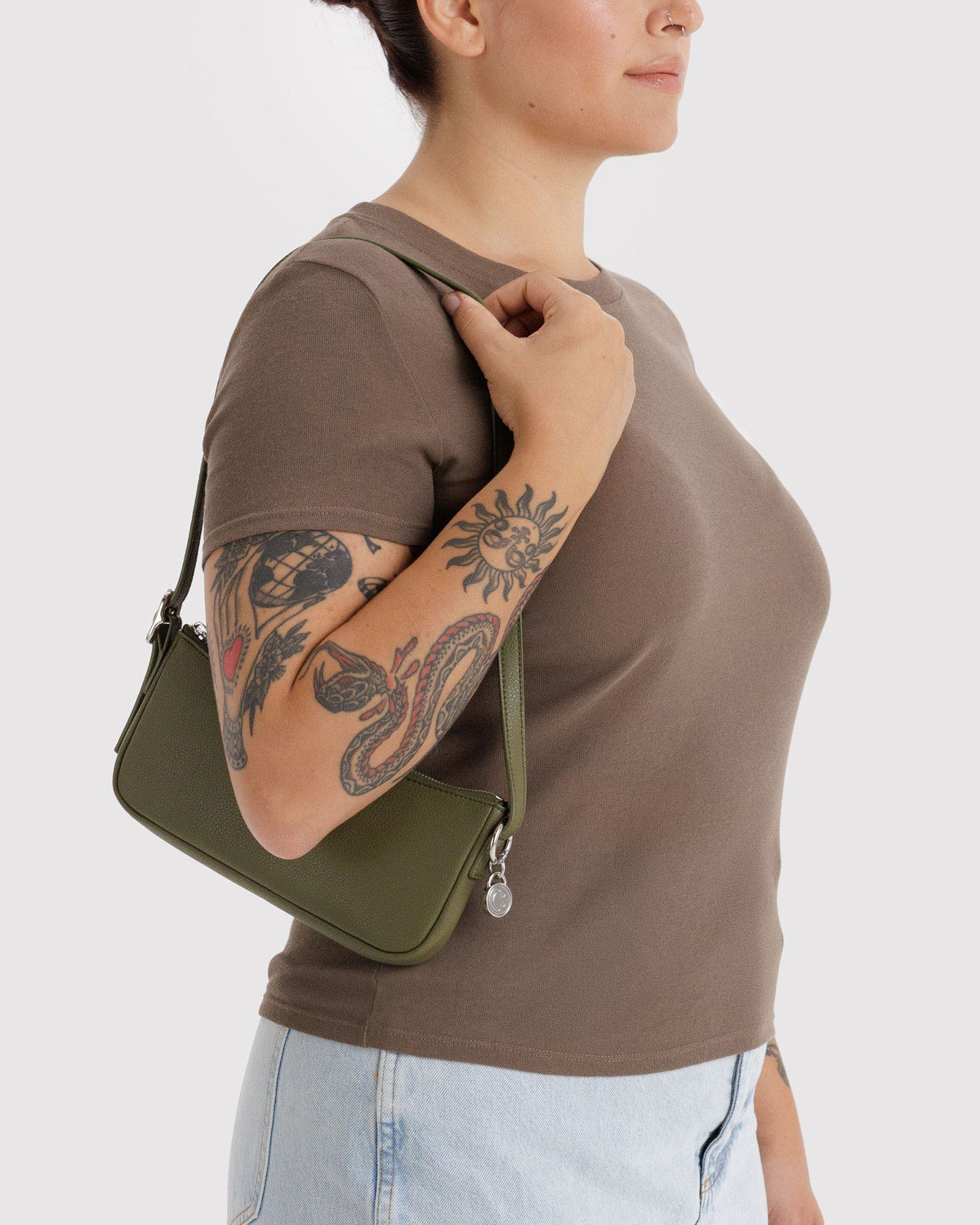 Recycled Leather Pochette Loden | Baggu Best Seller