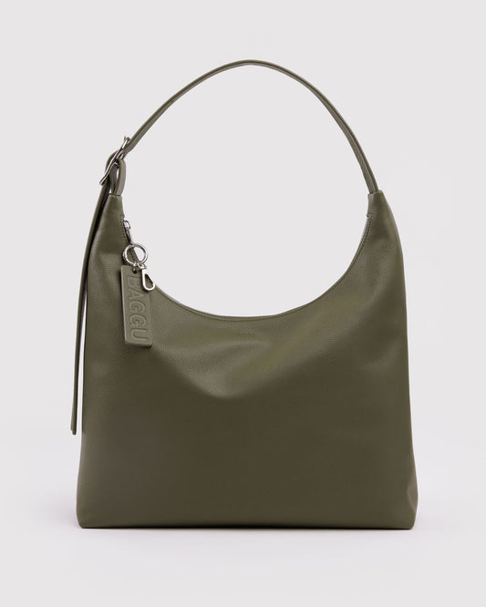 Recycled Leather Shoulder Bag Loden | Baggu Premium