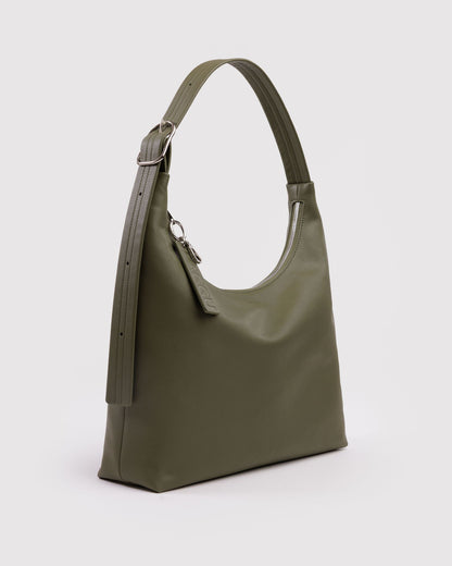 Recycled Leather Shoulder Bag Loden | Baggu Premium