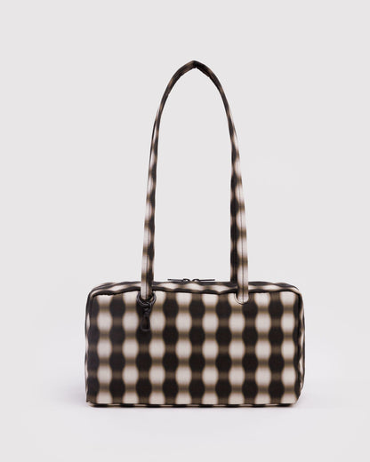 Nylon Bowler Bag Blurred Gingham Brown | Baggu Great Value