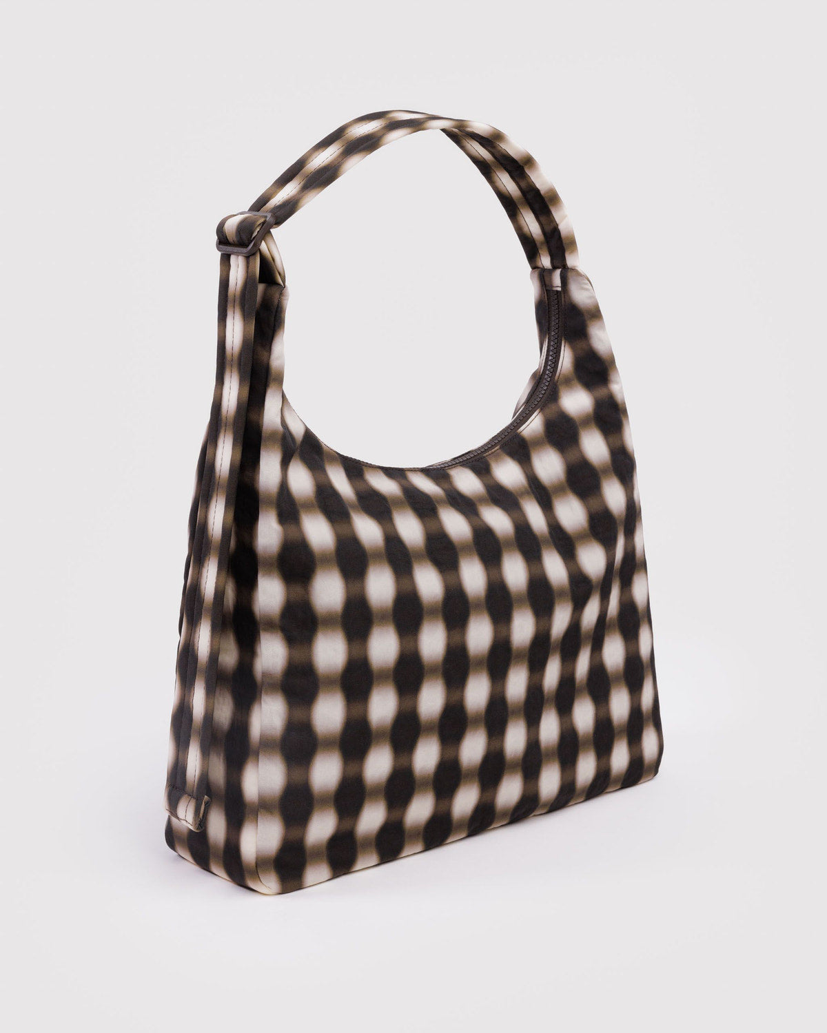 Nylon Shoulder Bag Blurred Gingham Brown | Baggu Premium