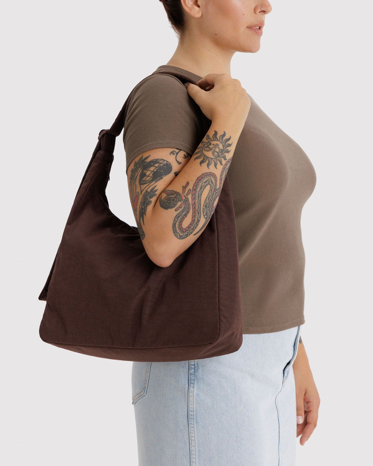 Nylon Shoulder Bag Coffee | Baggu Best Price