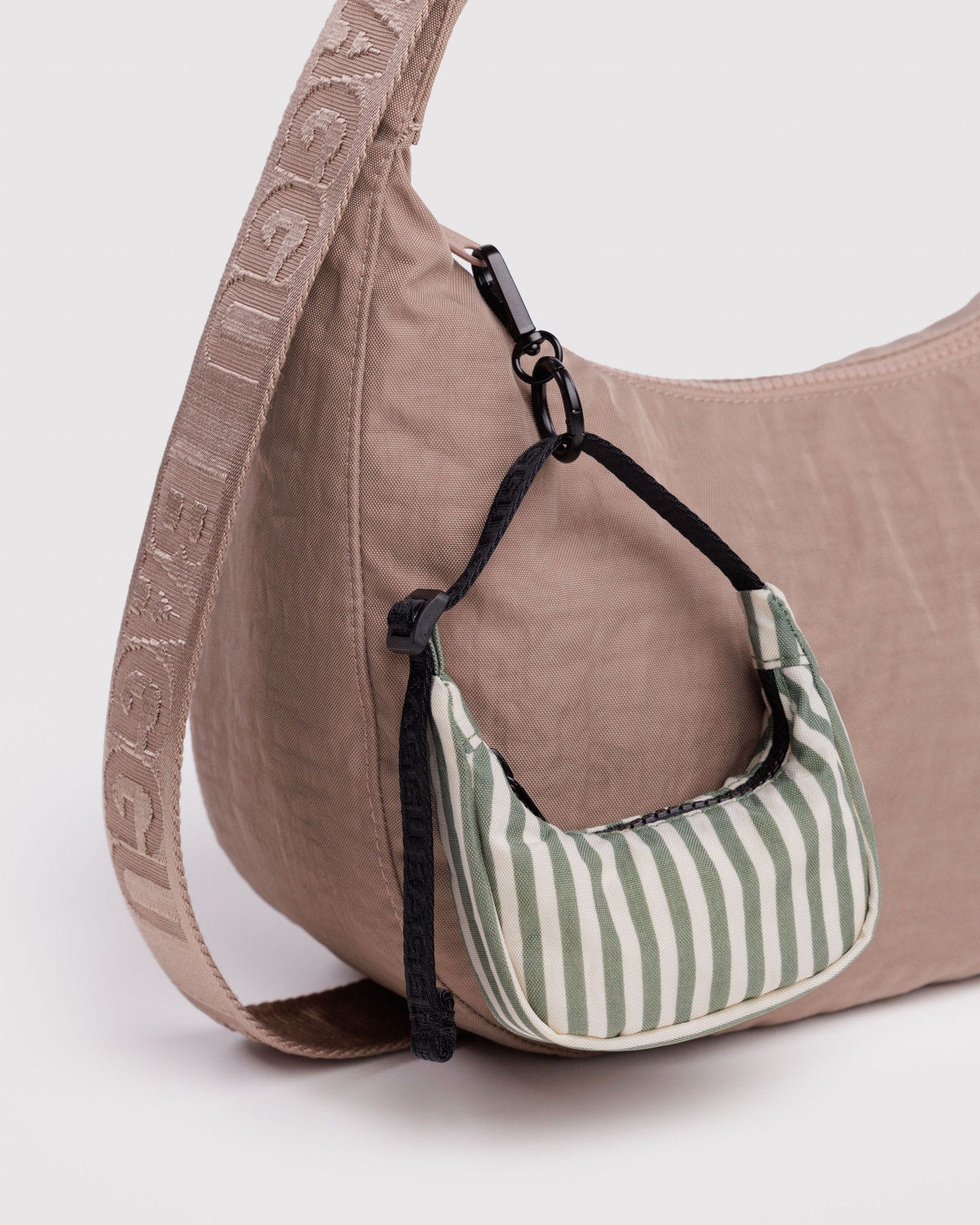 Crescent Bag Charm Sage Stripe | Baggu Exclusive