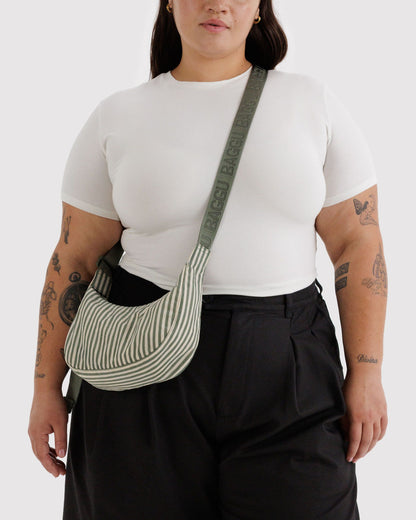 Small Nylon Crescent Bag Sage Stripe | Baggu Best Price