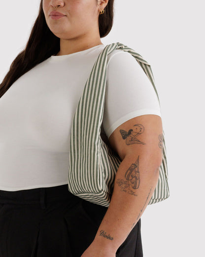 Small Nylon Meringue Bag Sage Stripe | Baggu Premium