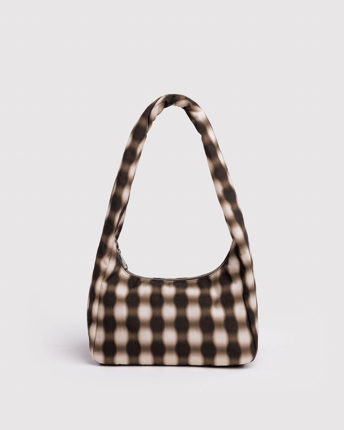 Small Nylon Meringue Bag Blurred Gingham Brown | Baggu Popular