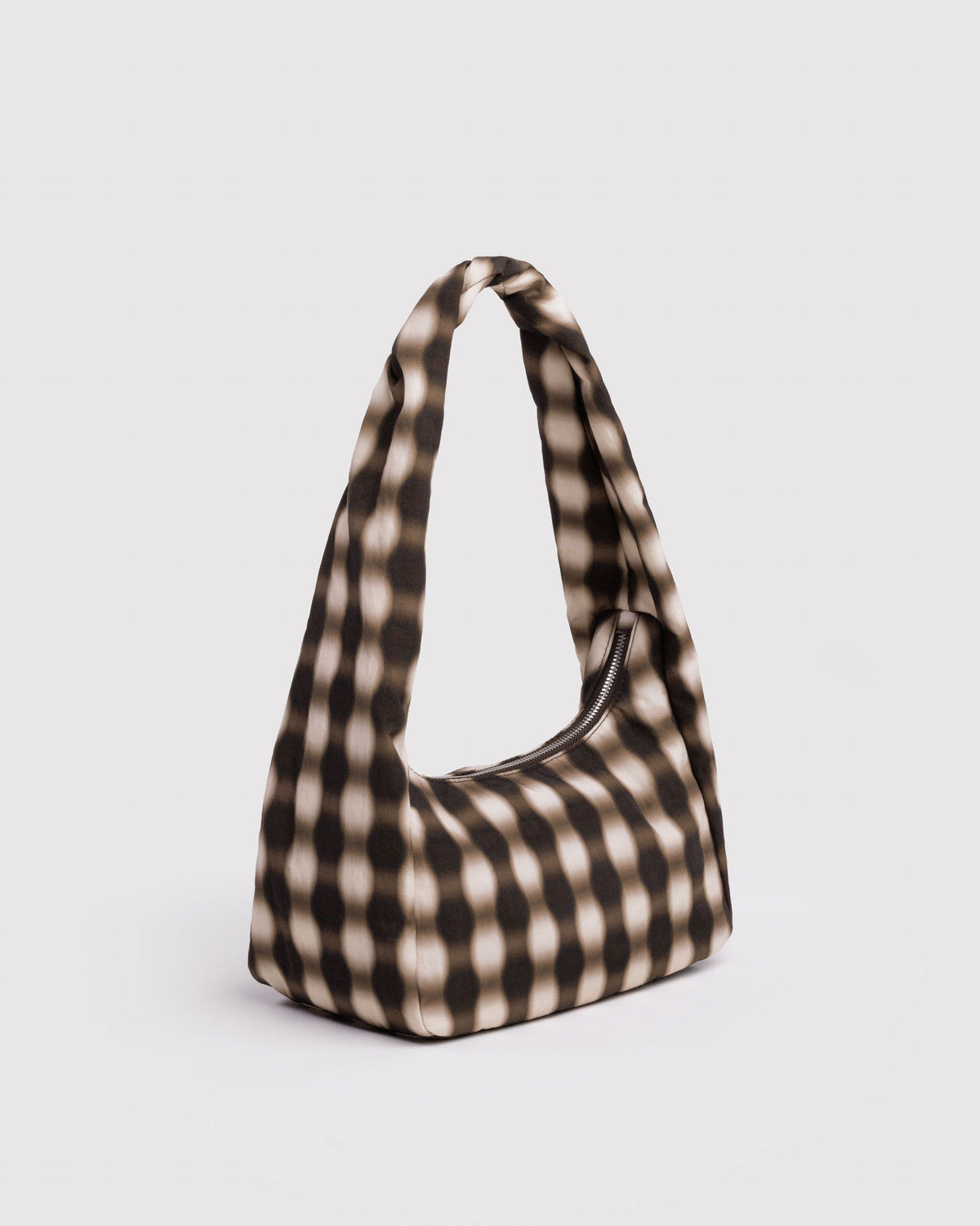 Small Nylon Meringue Bag Blurred Gingham Brown | Baggu Popular