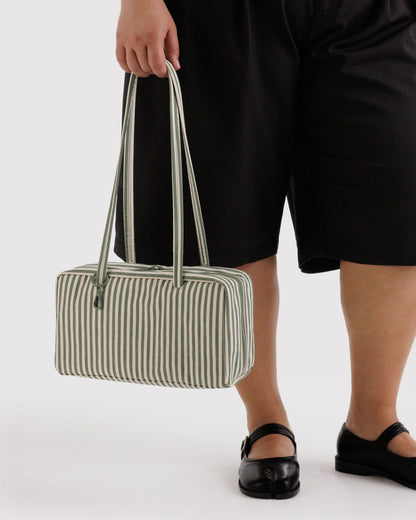 Nylon Bowler Bag Sage Stripe | Baggu Everyday