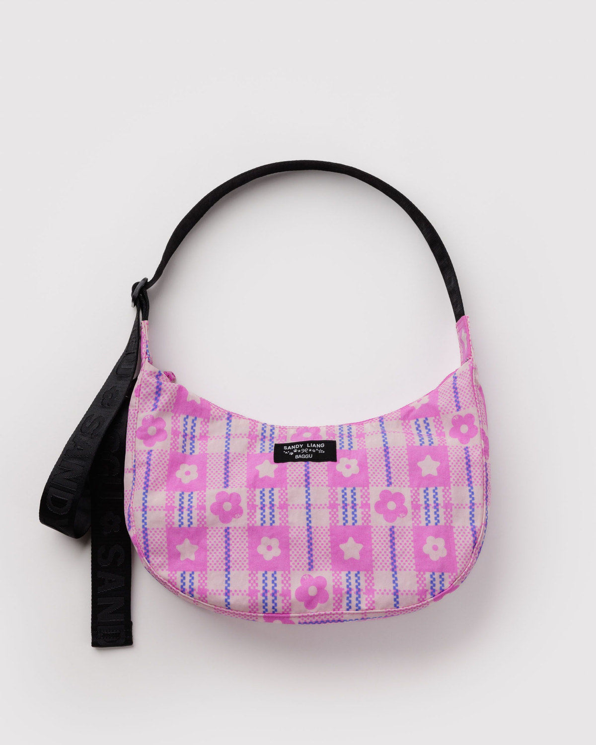 Medium Nylon Crescent Bag Market Plaid Pink | Baggu Latest