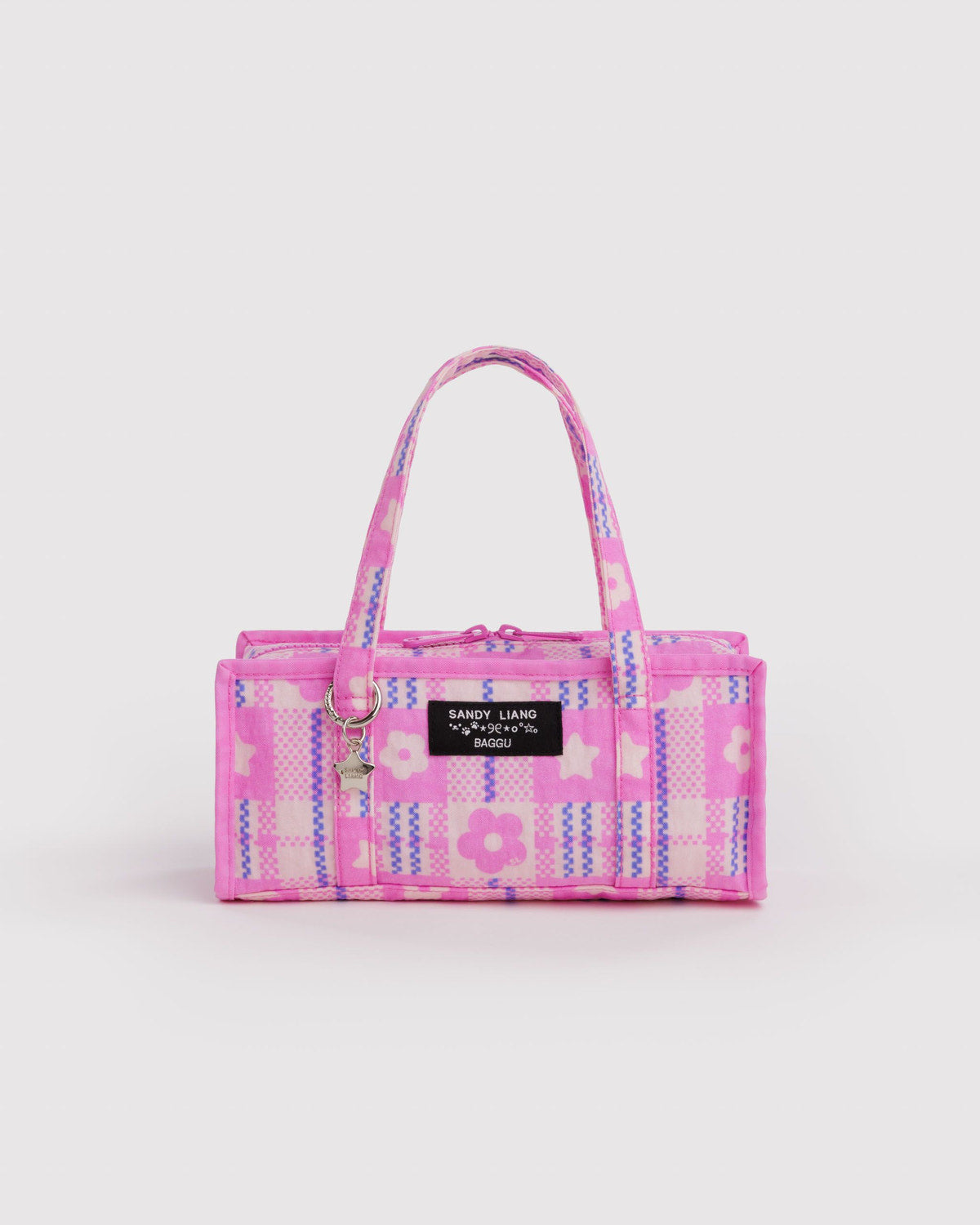 Mini Nylon Market Bag Market Plaid Pink | Baggu Best Seller