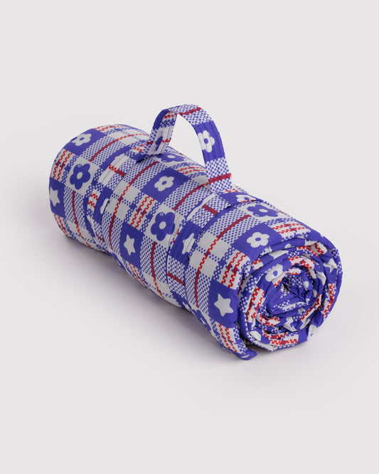 Puffy Picnic Blanket Market Plaid Blue | Baggu New